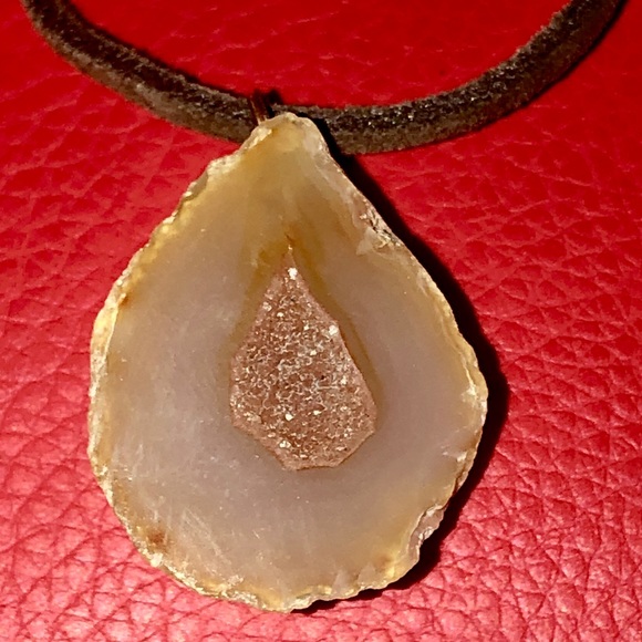 Vintage Copper Bronze Bracelet Geode Necklace SET - Picture 5 of 9